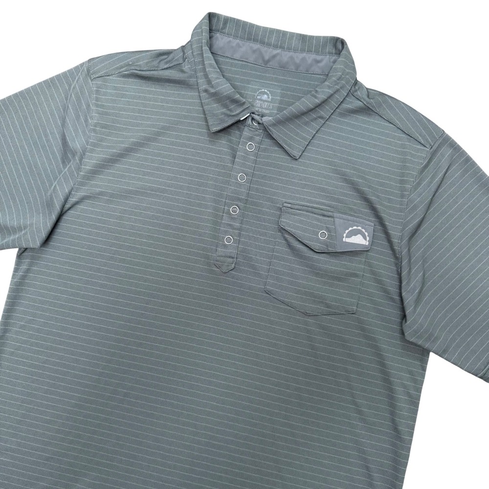 Zoic Polo Shirt Mens Medium Gray Striped Snap Placket Short Sleeve MTB Cycling
